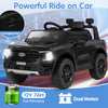 Black 12V electric kids ride-on car, licensed Ford Ranger, featuring remote control, LED lights, and ergonomic seat for.