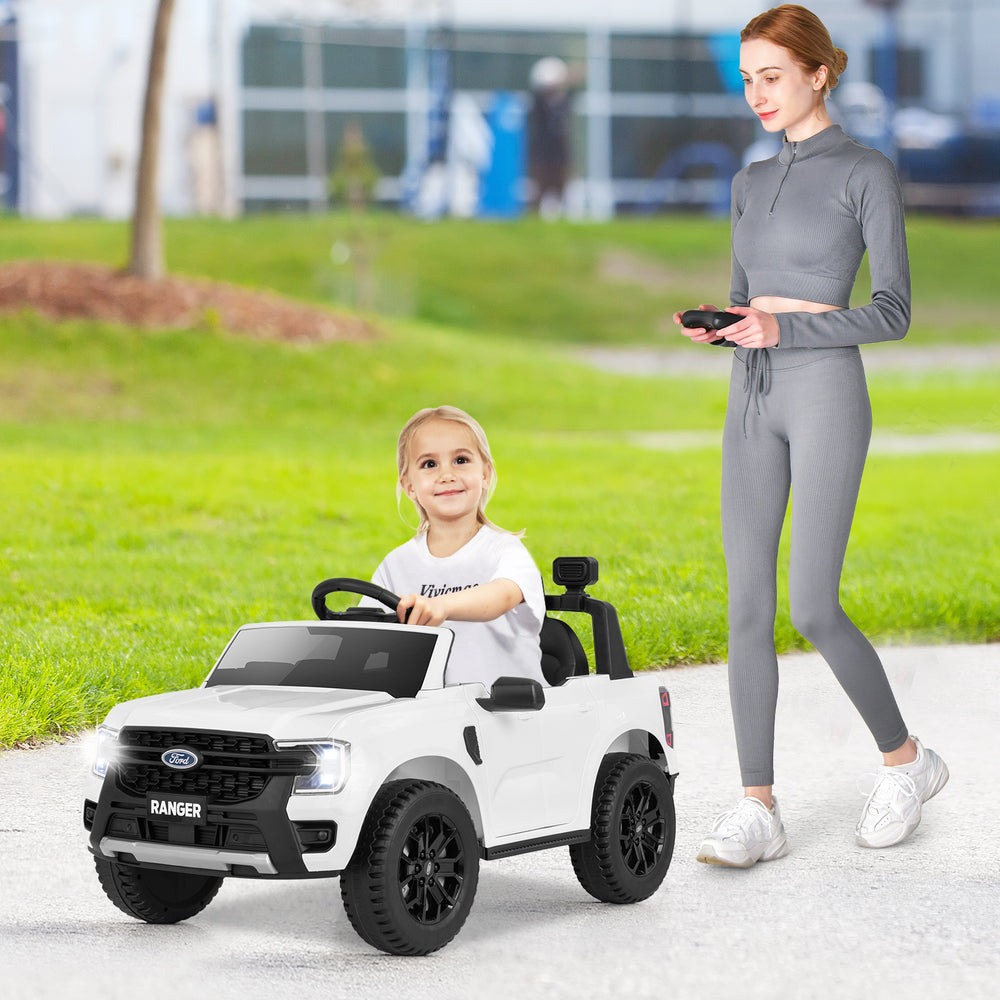 12V Electric Kids Ride on Car Licensed Ford Ranger with Remote Control and Music-White - Gallery View 1 of 11
