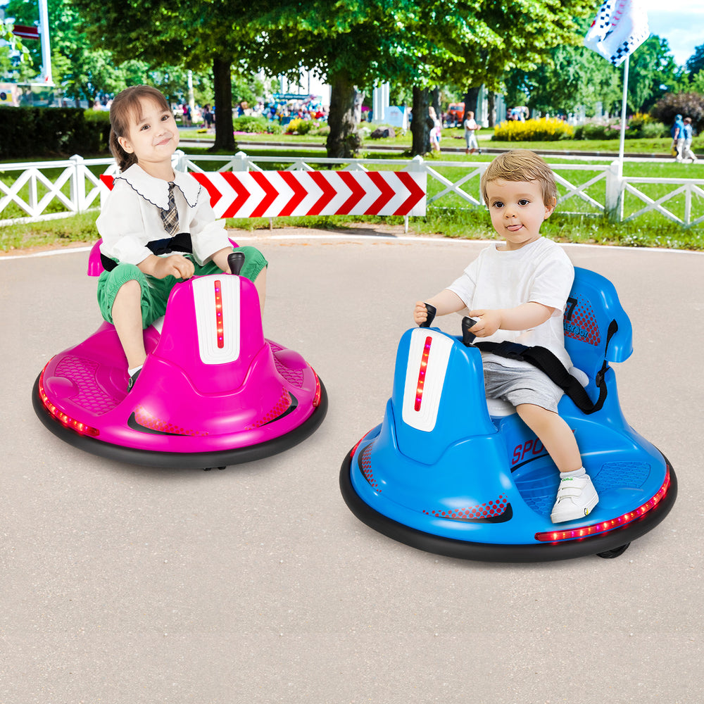 12V Kids Ride On Bumper Car with Remote Control Lights and Music-Blue - Gallery View 1 of 11