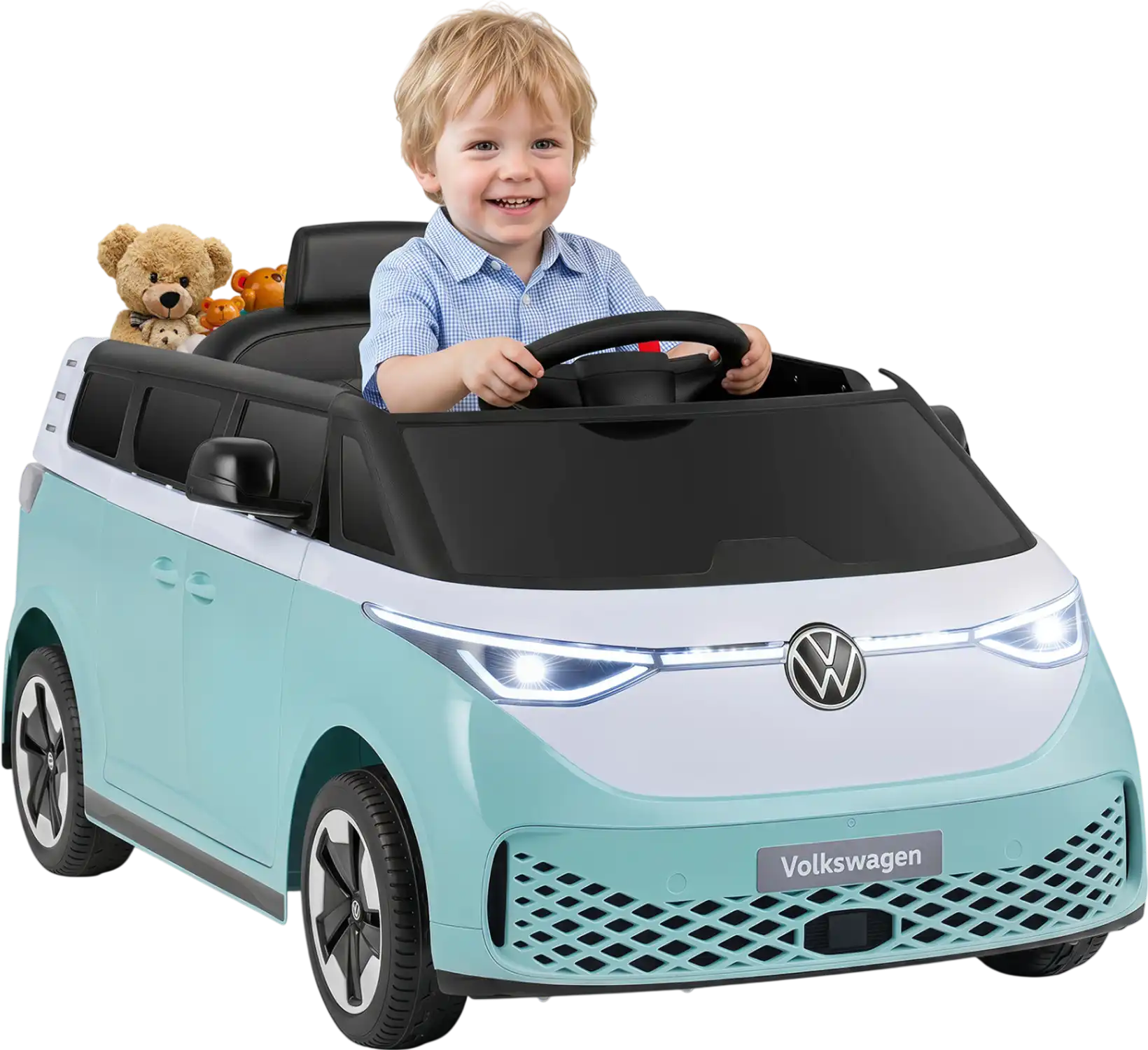 Costway 12V Kids Electric Volkswagen Car Bus w/ Music LED Headlights 35339689 New