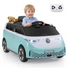 12V Kids Electric Car Bus with Music and LED Headlights Licensed Volkswagen-Blue - Gallery View 1 of 8