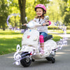 12V Kids Electric Motorcycle Licensed VESPA with Music and Training Wheels-White - Gallery View 1 of 13