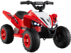 Red 12V kids ride-on ATV with LED lights, designed for young riders, featuring a powerful motor and easy control panel.