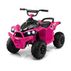 Pink 12V kids ride-on ATV with high/low speed, comfortable seat, and anti-slip wheels for safe outdoor fun.