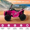 Pink 12V kids ride-on ATV with anti-slip wheels, comfortable seat, and high/low speed settings for fun outdoor.