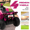 Pink 12V Kids Ride On ATV with 4 anti-slip wheels, comfortable seat, and high/low speed for safe outdoor fun.