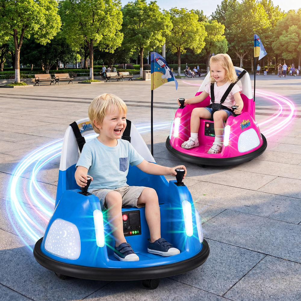 12V Kids Ride On Bumper Car with Remote Control and Flashing Lights-Blue - Gallery View 1 of 13