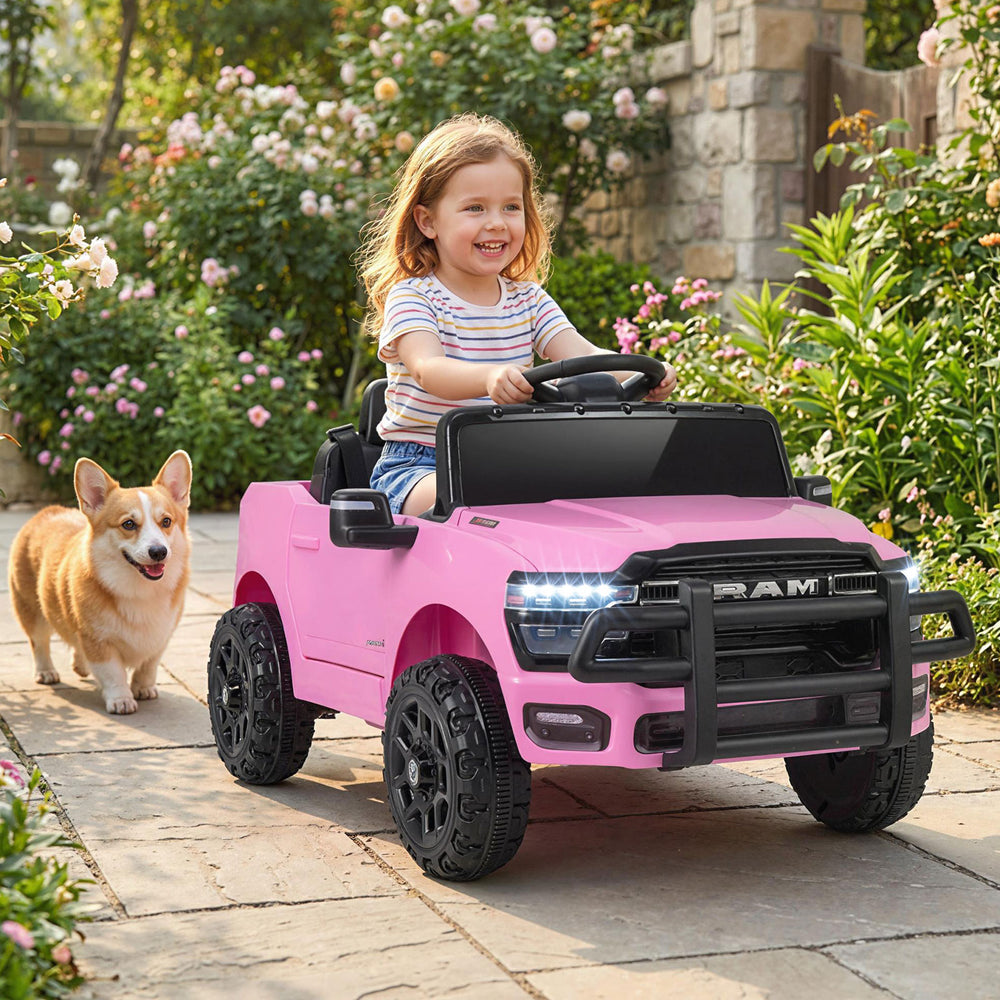 12V Kids Ride On Car Licensed RAM 3500 Electric Vehicle with Remote Control-Pink - Gallery View 1 of 11
