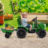 12V 2-in-1 Kids Ride On Tractor with Trailer and 3-Gear Shift-Grayish Green - Gallery View 1 of 10