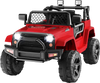 Red 12V kids ride-on truck with remote control, headlights, and anti-slip wheels for safe outdoor fun.