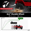 10.5” durable, wear-resistant wheels with shock-absorbing springs for the 12V Kids Ride On Truck, ensuring a smooth.