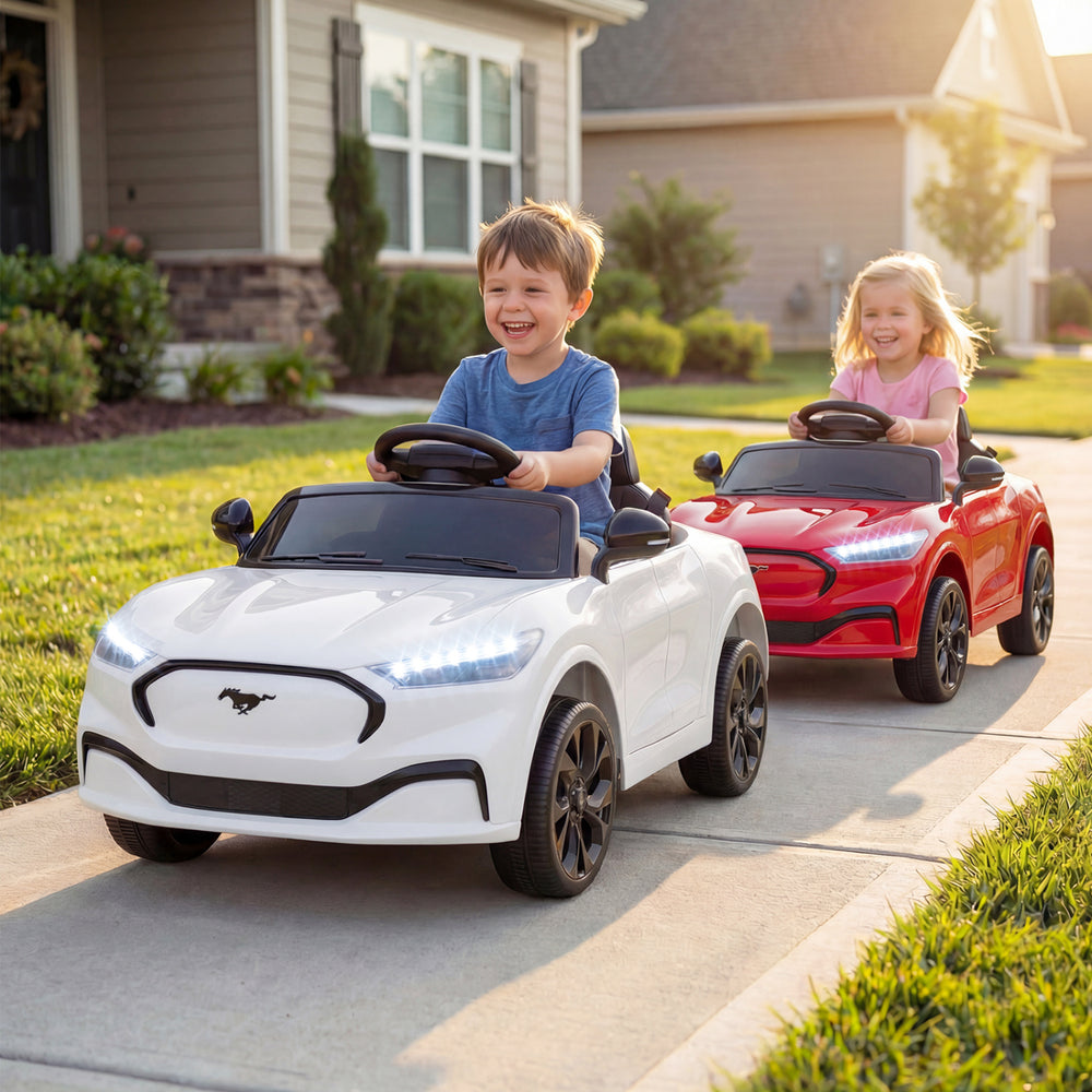 12V Kids Ride on Car Licensed Ford Mach E with Parent Control and Horn-White - Gallery View 1 of 11