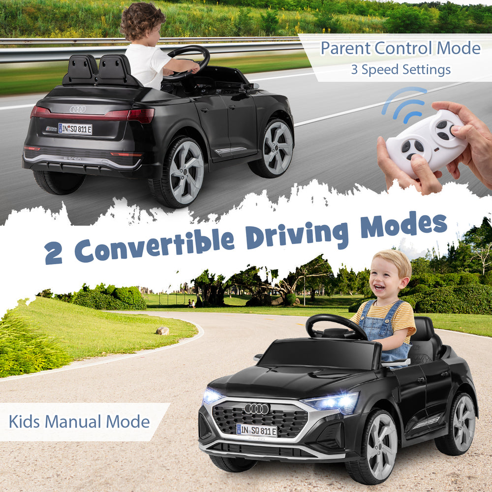 12V Kids Ride on Car Licensed Audi SQ8 with Remote Control and 3 Speeds-Black - Gallery View 1 of 13