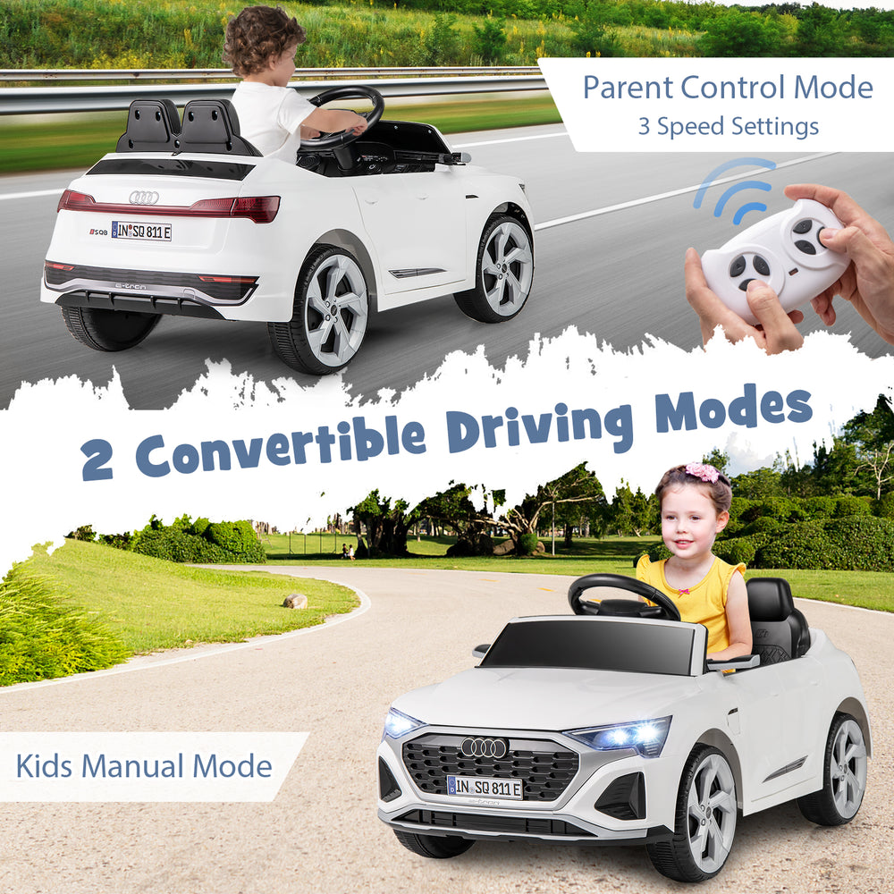 12V Kids Ride on Car Licensed Audi SQ8 with Remote Control and 3 Speeds-White - Gallery View 1 of 13