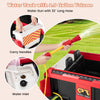 Water tank with 2.5-gallon volume and carry handles on the 12V kids ride-on fire truck for extended playtime.