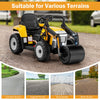 12V kids ride-on road roller in yellow with remote control, designed for various terrains and immersive role-playing.