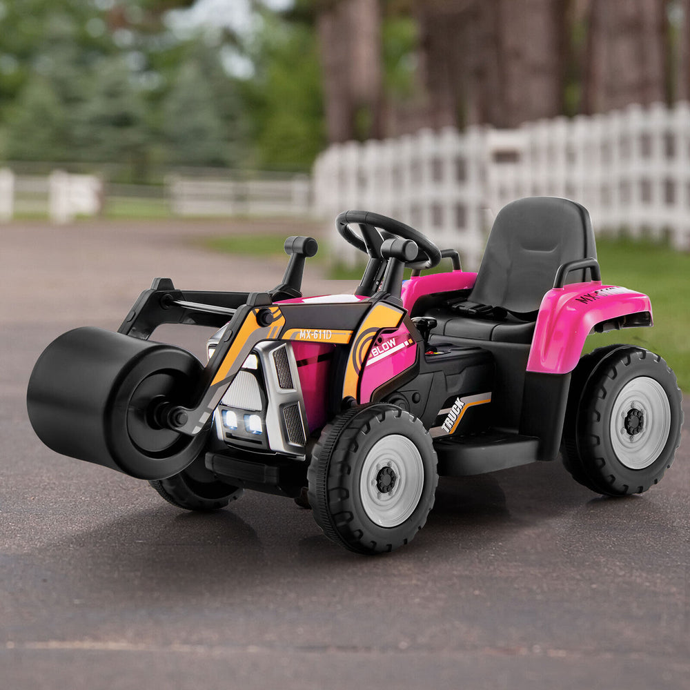 12V Kids Ride on Road Roller with 2.4G Remote Control-Pink - Gallery View 1 of 10
