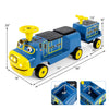 Colorful 12V kids ride-on train with detachable carriage, designed for safe outdoor fun and storage, suitable for ages.