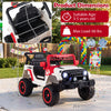Red 12V kids ride-on truck with remote control, 3 speeds, and comfortable 14" seat for children aged 3-5 years.