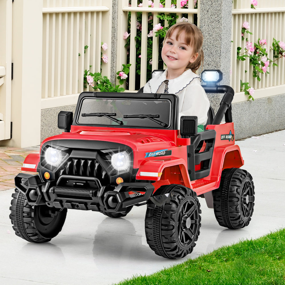 12V Kids Ride on Truck Car with Remote Control Threaded Wheels and 3 Speeds-Red - Gallery View 1 of 12