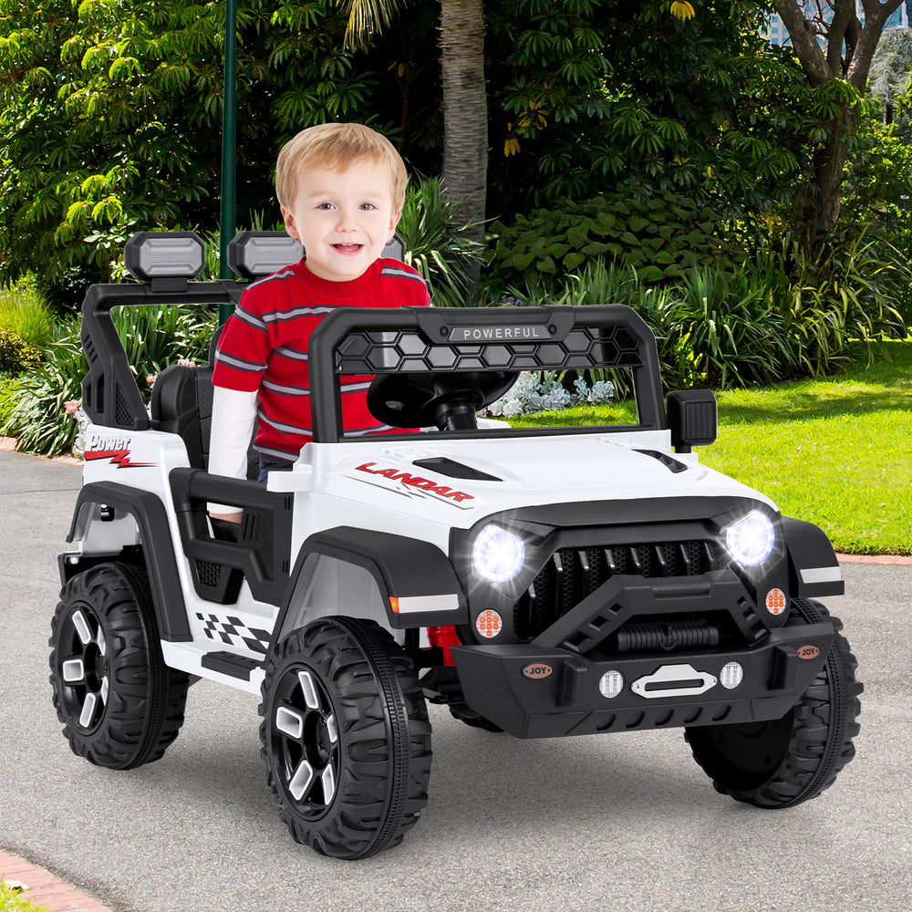 12V Electric Kids Ride on Truck with Remote Control and Music-White - Gallery View 1 of 11