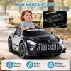 Black 12V kids ride-on car Mercedes-AMG GT3 with adjustable speed, built-in music, and parent remote control for safe.