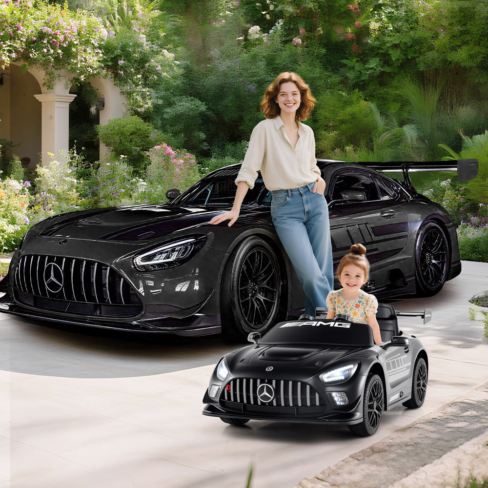 12V Kids Ride-On Car Mercedes-AMG GT3 Licensed with Adjustable Speed-Black - Gallery View 1 of 12