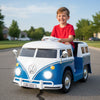 12V Ride On Car Licensed Volkswagen Ride-on Bus with Cup Holder and LED Headlights for 3+ Years Old-Blue - Gallery View 1 of 11