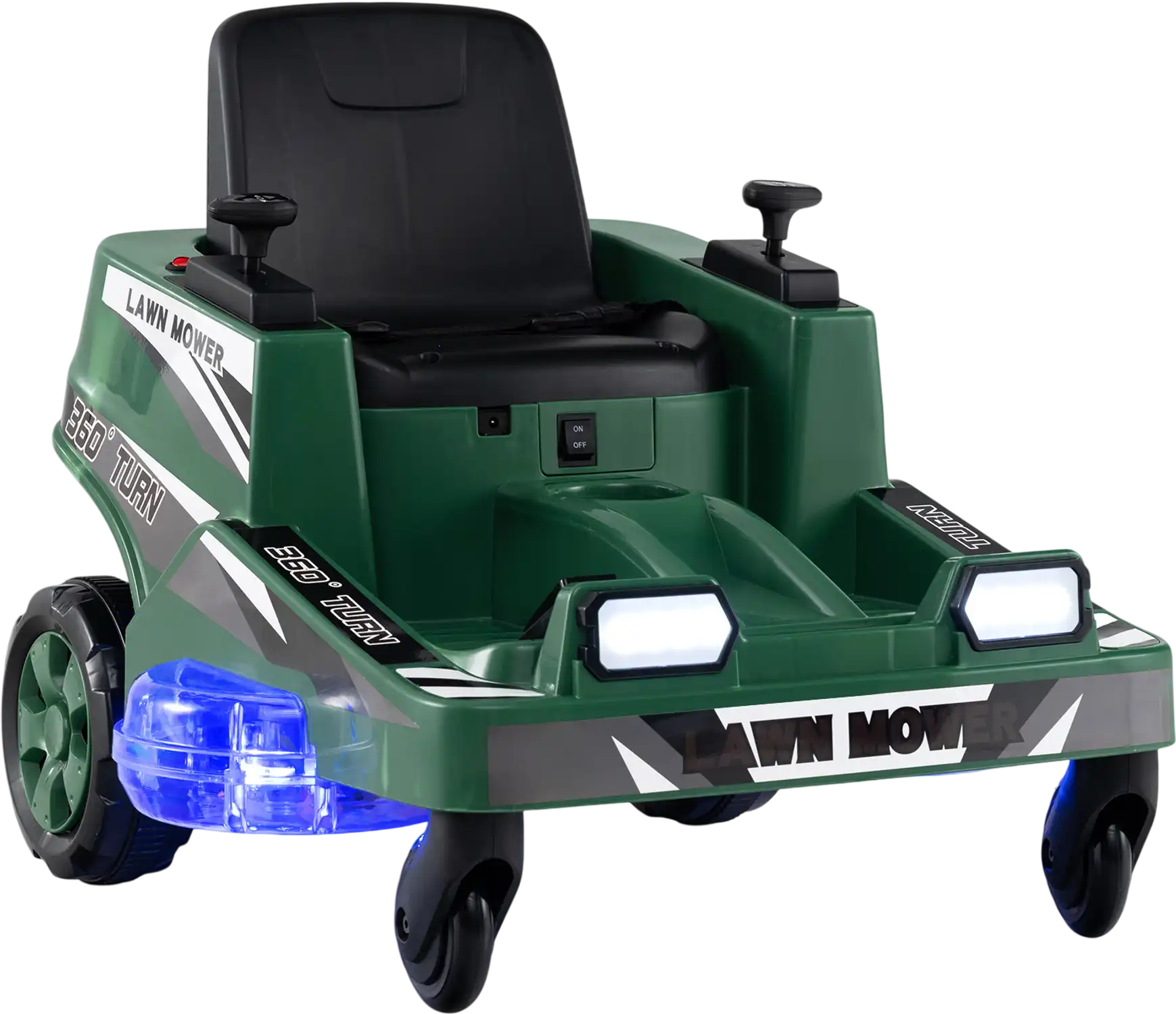 Costway 12V Kids Ride-On Lawn Mower Dual Control Sticks LED Lights 26207986 New