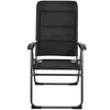 Black outdoor folding patio chair with adjustable backrest, made of steel and oxford fabric, perfect for backyard.