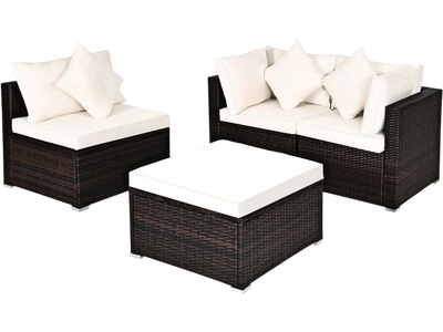 Costway 4-Pc Patio Rattan Furniture Set Removable Cushions Pillows 60283571 New
