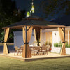 12 x 12 FT hardtop gazebo with waterproof roof and mesh sidewalls, perfect for outdoor patio gatherings.