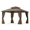 12x12 FT hardtop gazebo with waterproof metal roof and zippered curtains, perfect for outdoor patio and backyard.