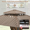 Heavy-duty galvanized metal roof of a 12 x 12 FT gazebo, designed for weatherproof protection and ventilation.