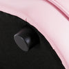 Close-up of the armrest of the Armrest Relax Chaise Lounge Kids Sofa, featuring a pink finish and sturdy foot cap for.