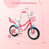 Girls bike with doll seat and basket, 12 inches, adjustable seat and handlebars, perfect for kids aged 3-8 years.
