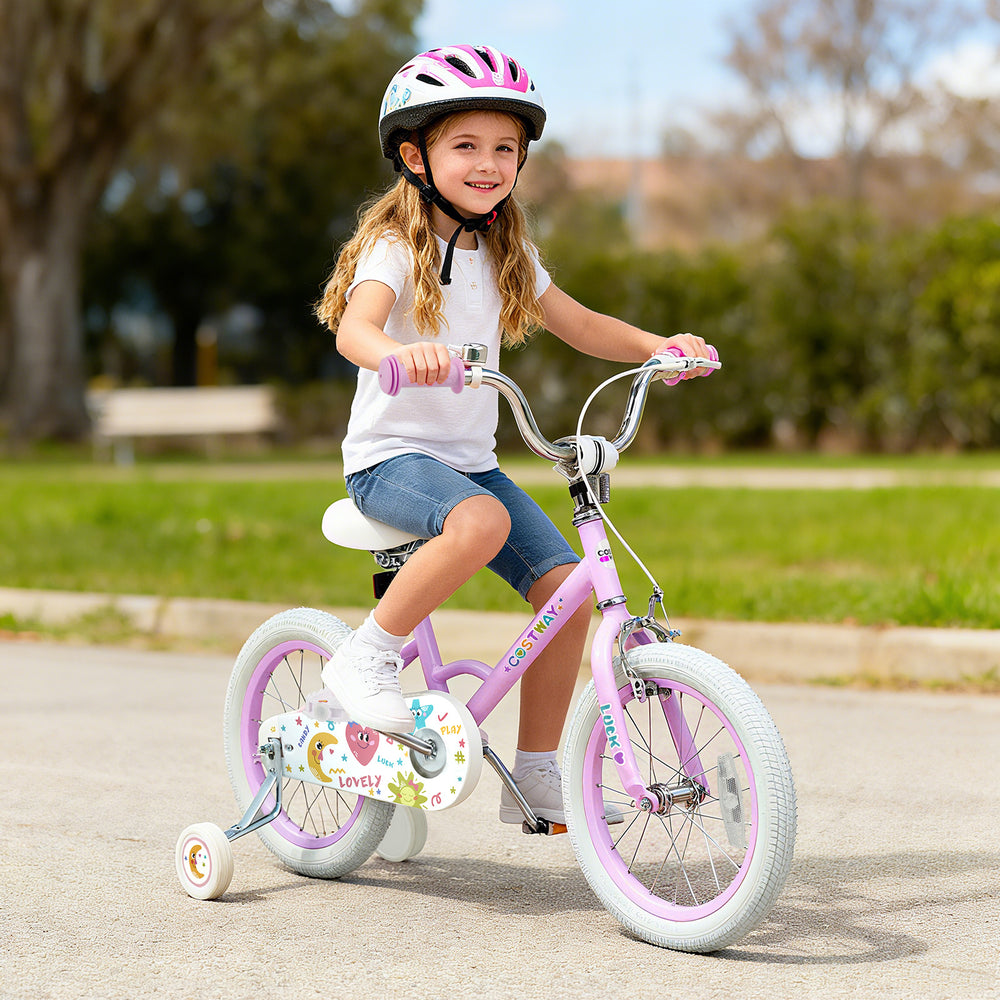 12/14/16/18 Inch Kids Bike Adjustable for 3-8 Years Old Children Purple - Stars & Moon-16 inch - Gallery View 1 of 9