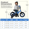 Navy 12-inch kids bike with removable training wheels, adjustable seat, and dual brakes for ages 3-8 years.