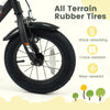 Close-up of the 12-inch kids bike's all-terrain rubber tire, showcasing its crack-resistant and wear-resistant features.