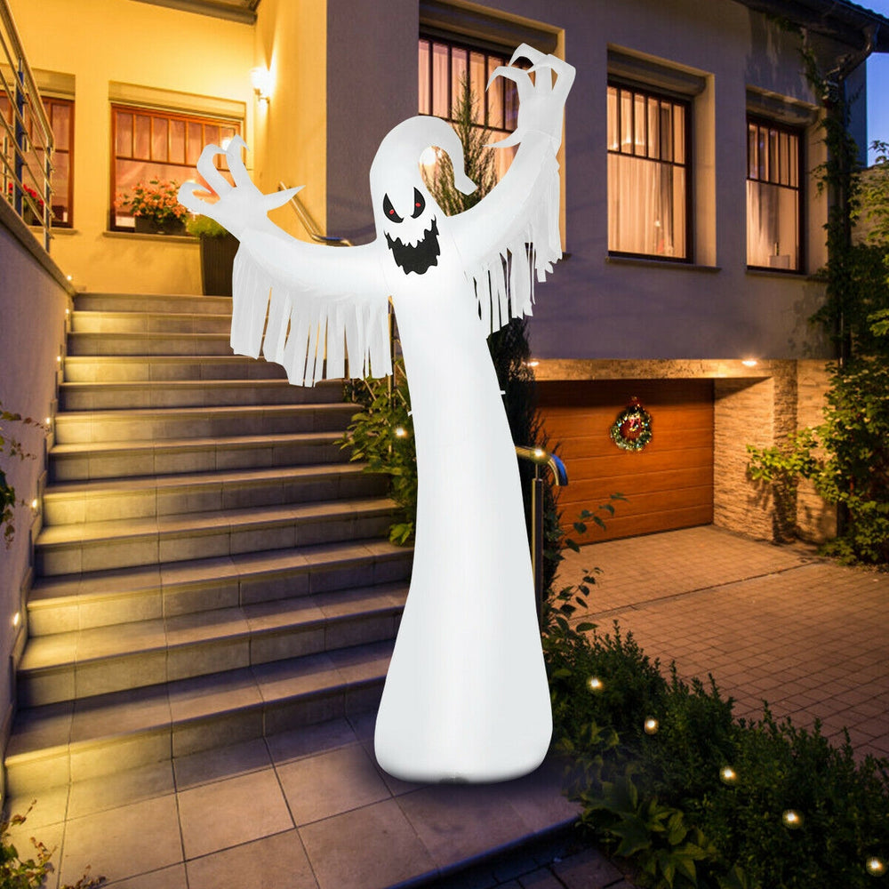 12 feet Halloween inflatable spooky ghost with LED lights, perfect for outdoor decor and creating a frightful.