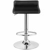 Black adjustable PU leather backless bar stool with chrome base, perfect for gatherings and easy to assemble.
