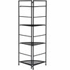 4-tier folding metal shelf plant stand in black, featuring a sturdy design for corner display and ample storage space.