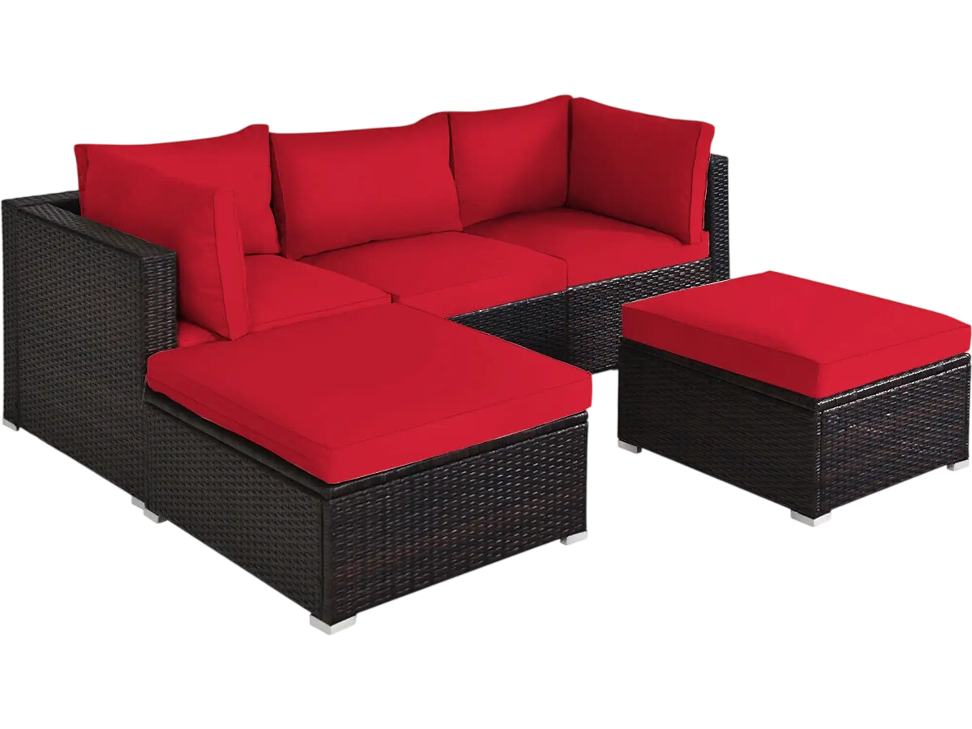Costway 5-Piece Patio Sectional Rattan Furniture Set Ottoman Table 75384102 New