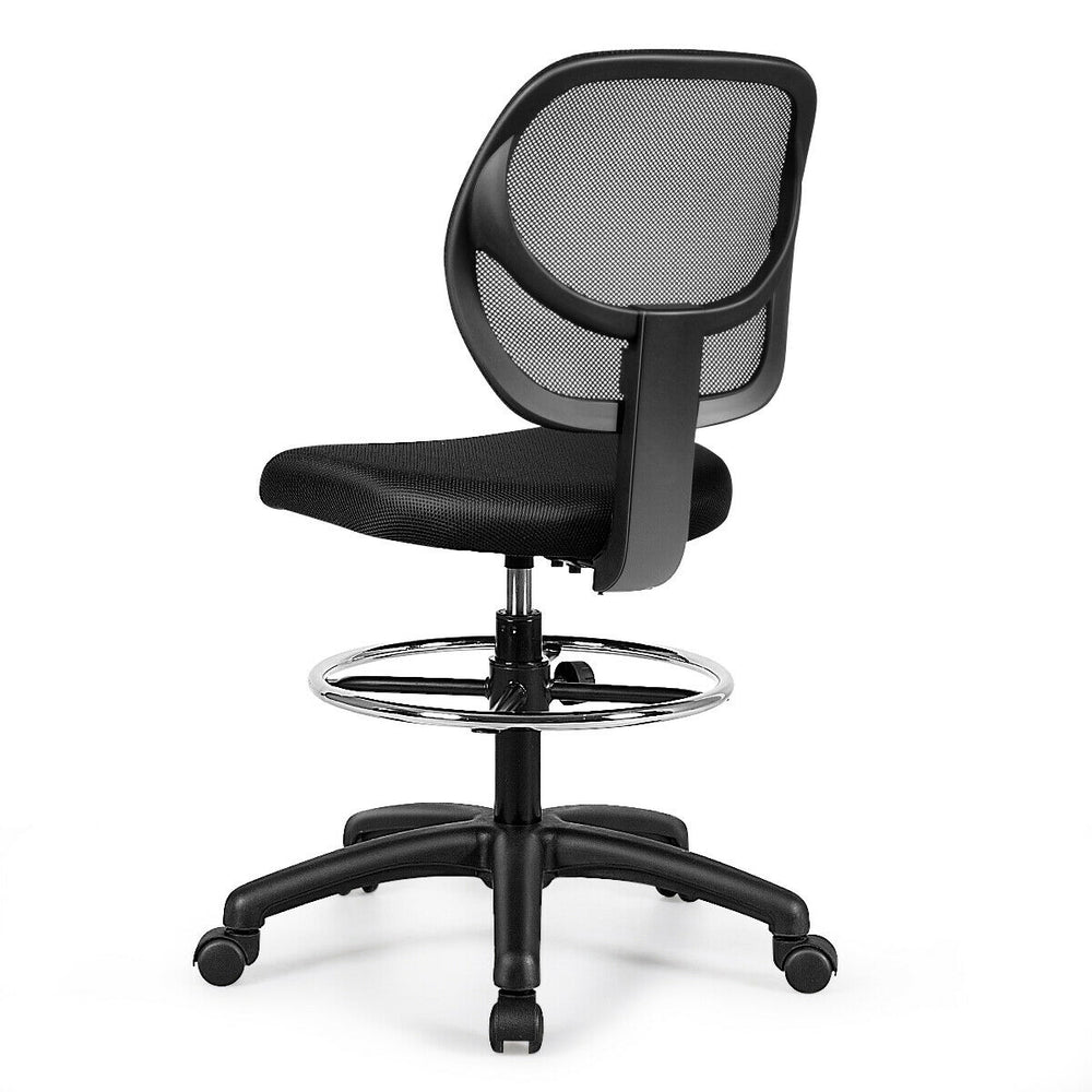 Mid back mesh drafting office chair with adjustable height, footrest, and ergonomic lumbar support for comfort and.