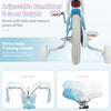 Kids bike with adjustable seat and handlebars, featuring a blue mermaid theme, training wheels, and a front basket.