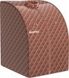 Portable personal steam sauna tent in coffee color with waterproof fabric and detachable frame for easy use at home.