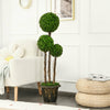 Triple ball topiary tree plant in a decorative pot, made of UV-resistant PE leaves, perfect for indoor or outdoor decor.