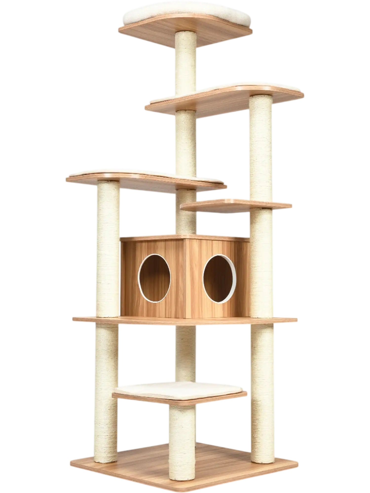 Costway 7-Layer Wooden Cat Tree Tower w/ Sisal Posts Condo 60519437 New