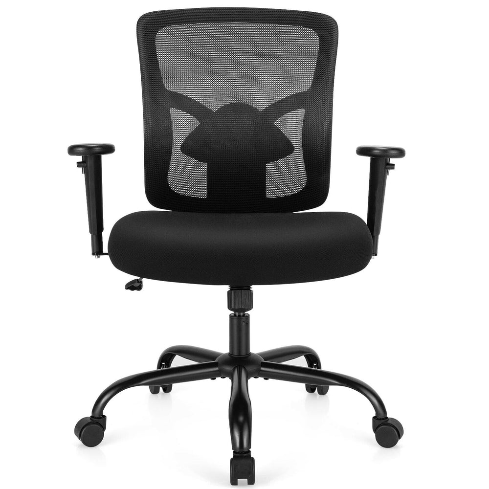 Front view of the 400LBS mesh big and tall office chair showcasing its ergonomic seat and adjustable armrests for.