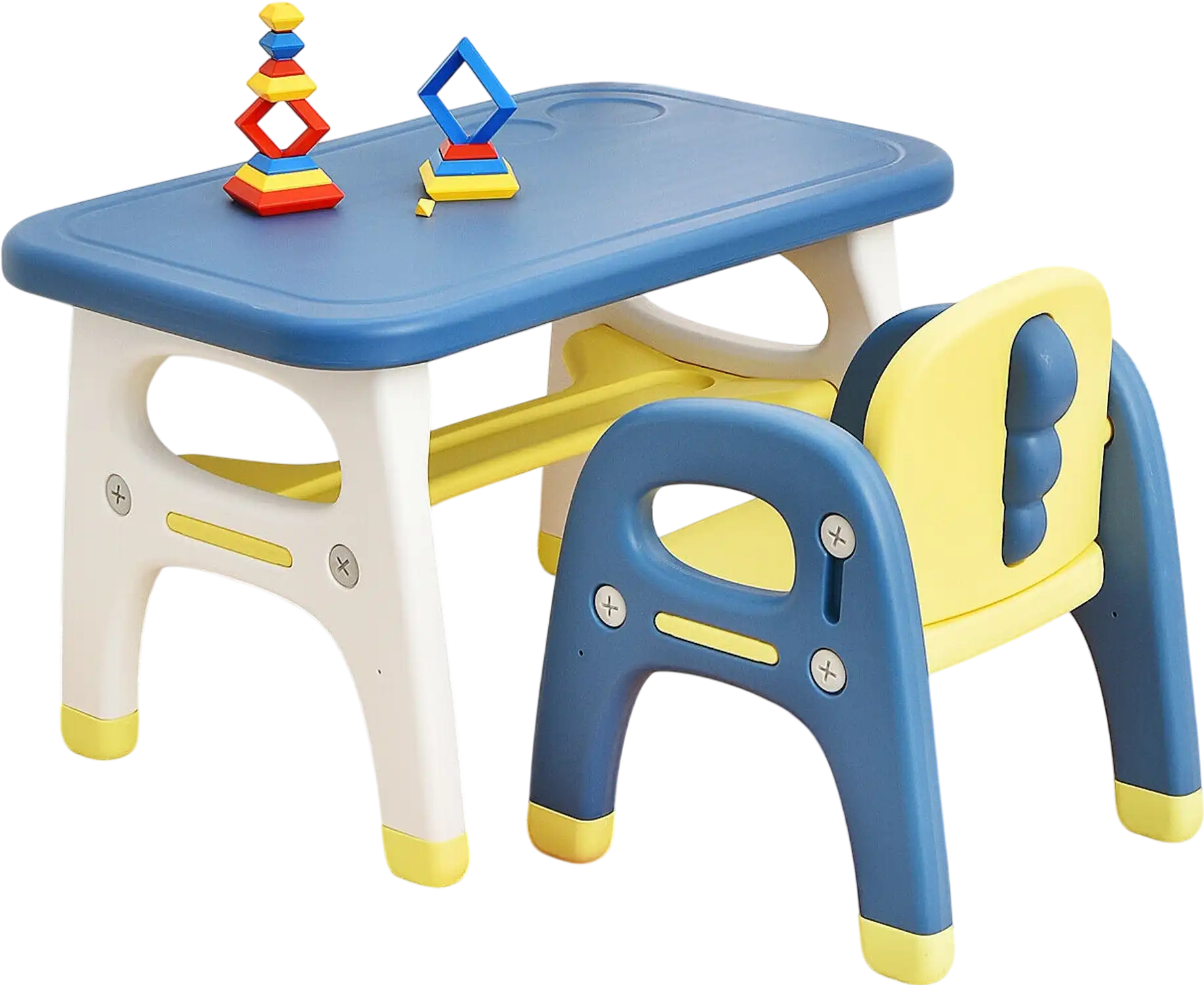 Costway Kids Activity Table & Chair Set Montessori Toys Blue 36902518 New